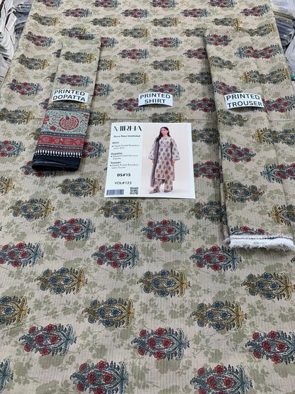 VOL 125 | DS 15 | DIGITAL PRINTED BANADORA LAWN 3PC VOIL LAWN DUPATTA