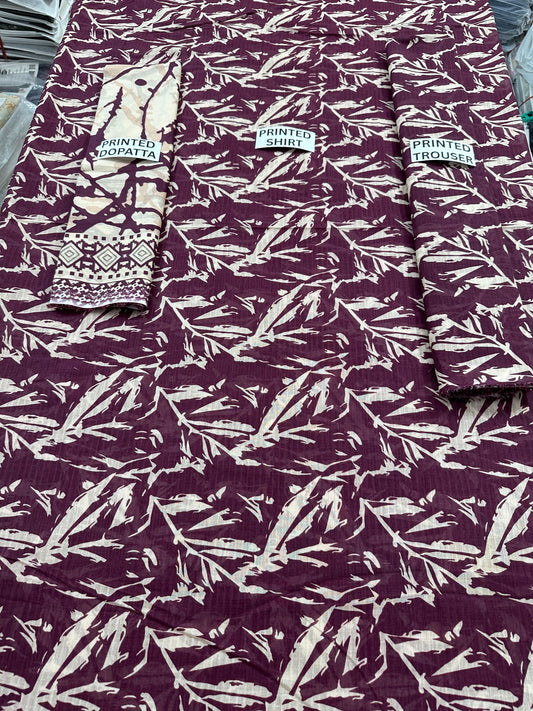 VOL 127 | DS 01 | DIGITAL PRINTED BANADORA LAWN 3PC VOIL LAWN DUPATTA