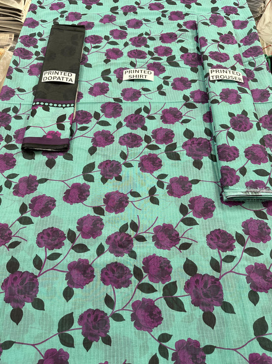 VOL 127 | DS 06 | DIGITAL PRINTED BANADORA LAWN 3PC VOIL LAWN DUPATTA