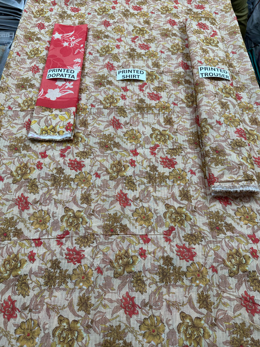 VOL 127 | DS 13 | DIGITAL PRINTED BANADORA LAWN 3PC VOIL LAWN DUPATTA