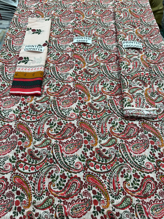 VOL 127 | DS 20 | DIGITAL PRINTED BANADORA LAWN 3PC VOIL LAWN DUPATTA