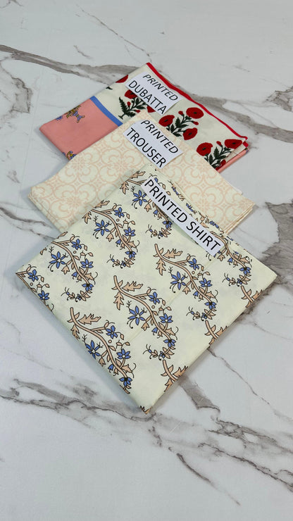 VOL 156 | DS 03 | DIGITAL PRINTED LINEN 3PC LINEN DUPATTA