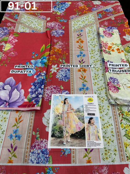 VOL 91 | DS 01 | DIGITAL PRINTED LAWN 3PC LAWN DUPATTA