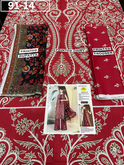 VOL 91 | DS 14 | DIGITAL PRINTED LAWN 3PC LAWN DUPATTA
