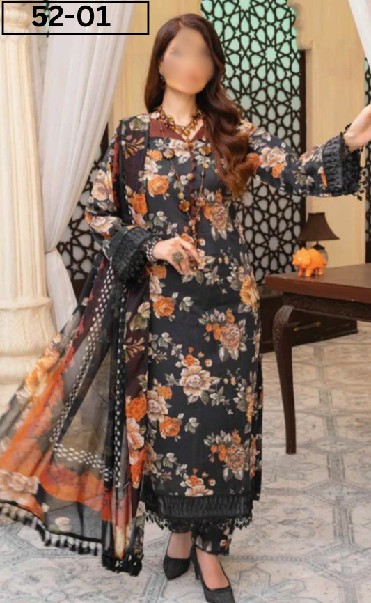 VOL 52 | DS 01 | Digital Printed linen  3PC