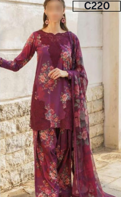 MIRHA LAWN DIGITAL PRINTED 3PC | DS C220 |
