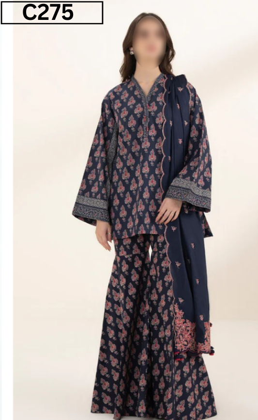 MIRHA LAWN DIGITAL PRINTED 3PC | DS C275 |