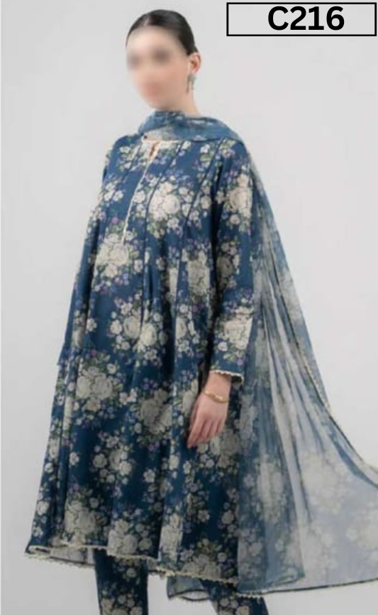 MIRHA LAWN DIGITAL PRINTED 3PC | DS C216 |