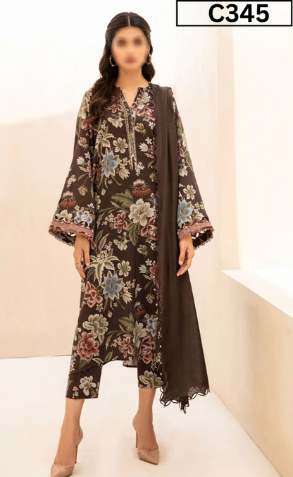 MIRHA | DS C345 | BANA DORA DIGITAL PRINTED LAWN 3PC