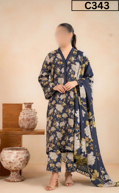MIRHA | DS C343 | BANA DORA DIGITAL PRINTED LAWN 3PC