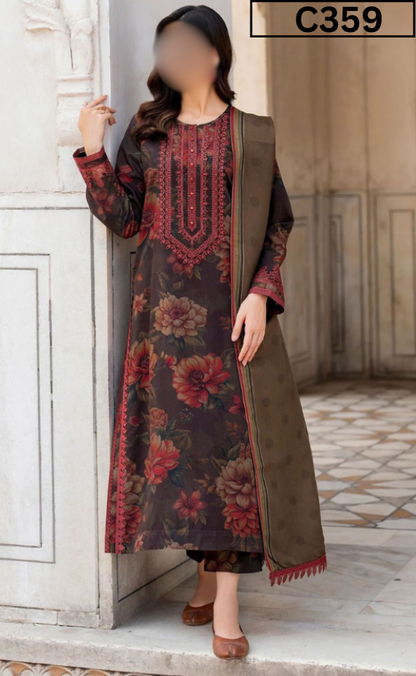 MIRHA | DS C359 | BANA DORA DIGITAL PRINTED LAWN 3PC