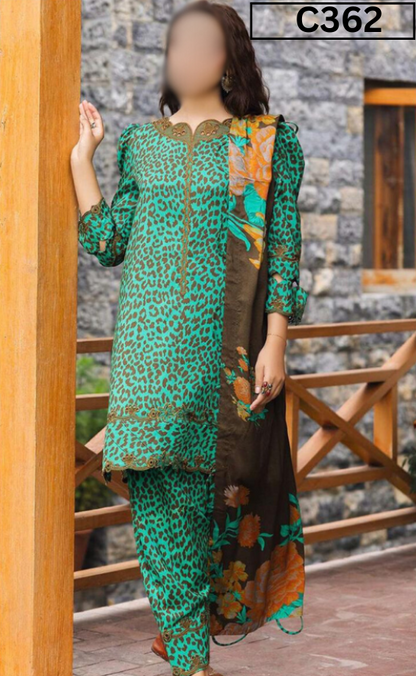 MIRHA | DS C362 | BANA DORA DIGITAL PRINTED LAWN 3PC