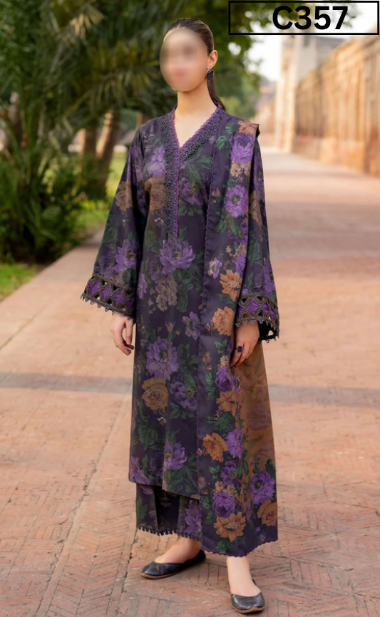 MIRHA | DS C357 | BANA DORA DIGITAL PRINTED LAWN 3PC