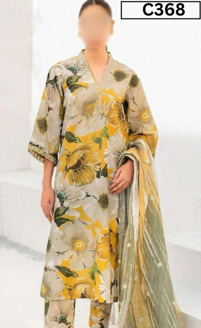 MIRHA | DS C368 | BANA DORA DIGITAL PRINTED LAWN 3PC