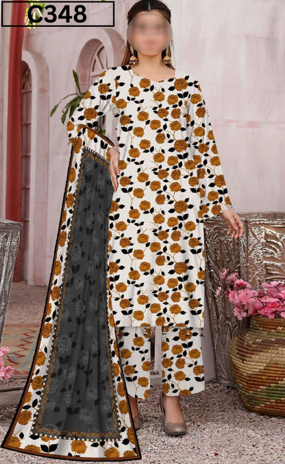 MIRHA | DS C348 | BANA DORA DIGITAL PRINTED LAWN 3PC