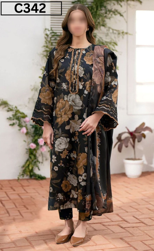 MIRHA | DS C342 | BANA DORA DIGITAL PRINTED LAWN 3PC