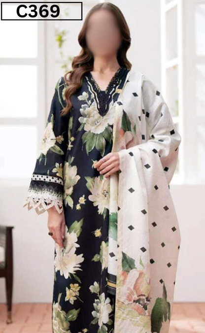 MIRHA | DS C369 | BANA DORA DIGITAL PRINTED LAWN 3PC