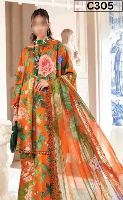 DIGITAL PRINTED LINEN 3PC | DS C305 |