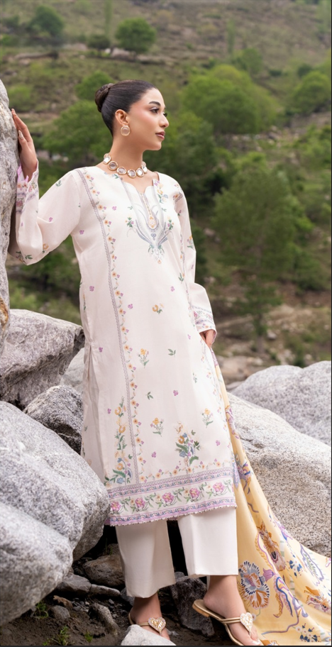 VOL 262 | DS 02 | MINHA By SHANAYA | DIGITAL PRINTED 3PC LAWN SHIRT, DYED TROUSER, PRINTED VOIL DUPATTA