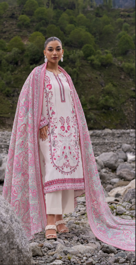VOL 262 | DS 04 | MINHA By SHANAYA | DIGITAL PRINTED 3PC LAWN SHIRT, DYED TROUSER, PRINTED VOIL DUPATTA