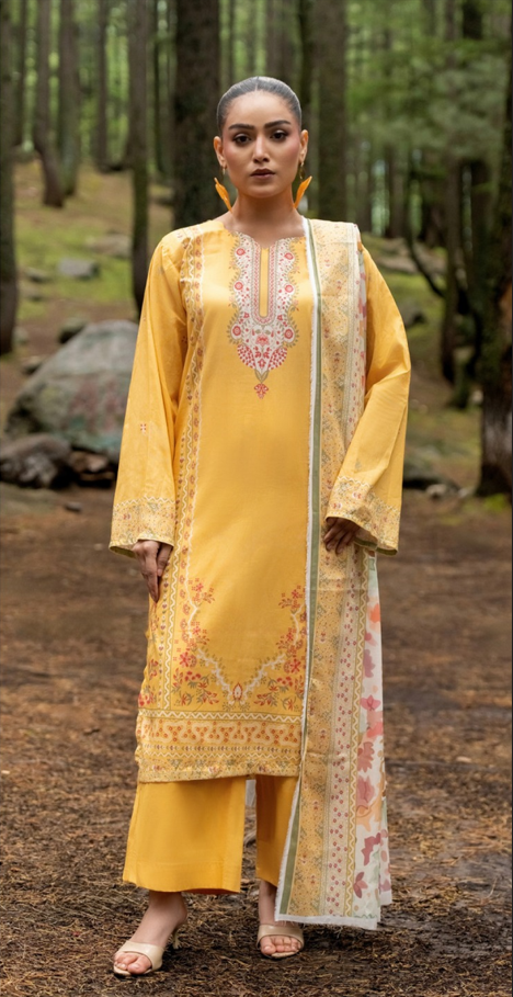 VOL 262 | DS 05 | MINHA By SHANAYA | DIGITAL PRINTED 3PC LAWN SHIRT, DYED TROUSER, PRINTED VOIL DUPATTA