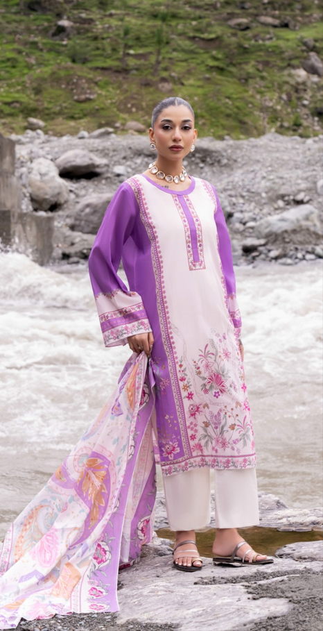 VOL 262 | DS 06 | MINHA By SHANAYA | DIGITAL PRINTED 3PC LAWN SHIRT, DYED TROUSER, PRINTED VOIL DUPATTA
