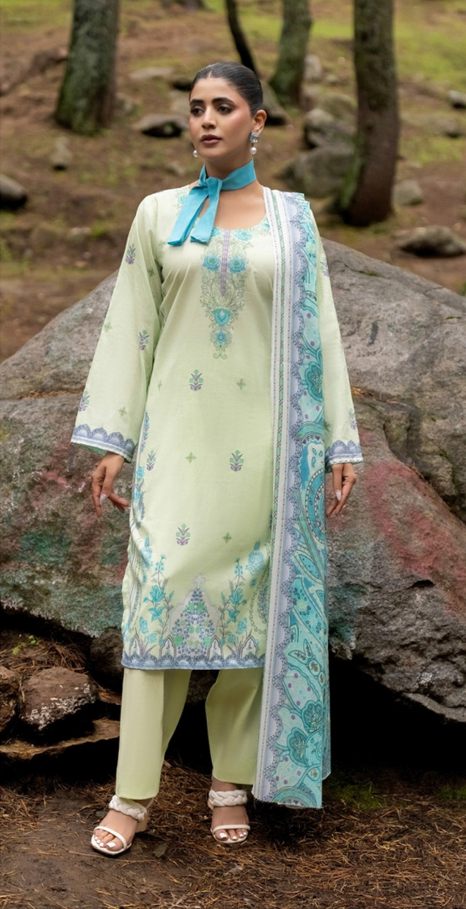 VOL 262 | DS 07 | MINHA By SHANAYA | DIGITAL PRINTED 3PC LAWN SHIRT, DYED TROUSER, PRINTED VOIL DUPATTA