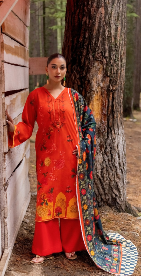 VOL 262 | DS 08 | MINHA By SHANAYA | DIGITAL PRINTED 3PC LAWN SHIRT, DYED TROUSER, PRINTED VOIL DUPATTA