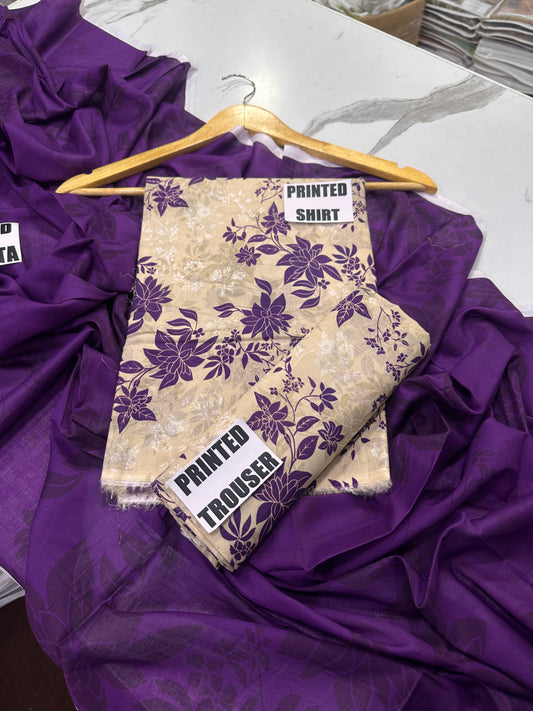 VOL 247 | DS 25 | DIGITAL PRINTED LAWN THREE PIECES VOIL LAWN DUPATTA