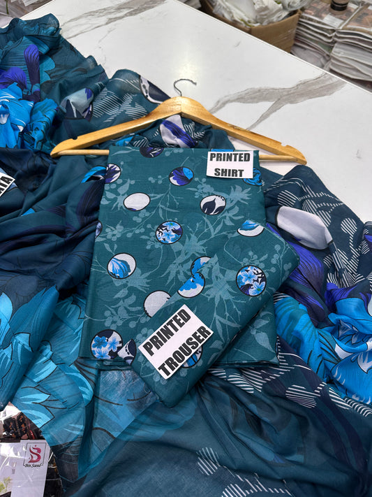 VOL 247 | DS 10 | DIGITAL PRINTED LAWN THREE PIECES VOIL LAWN DUPATTA