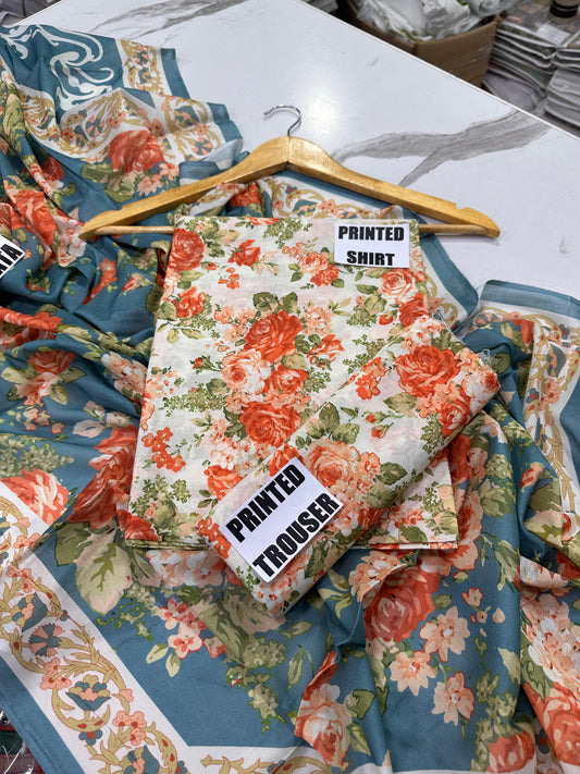 VOL 247 | DS 37 | DIGITAL PRINTED LAWN THREE PIECES VOIL LAWN DUPATTA