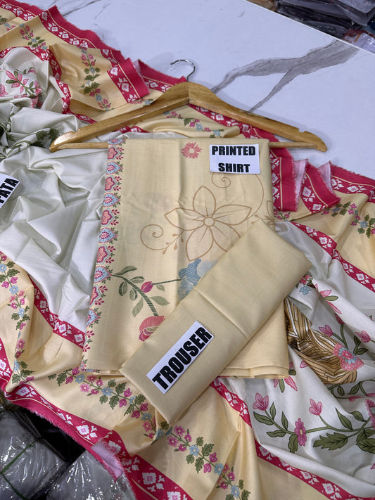 VOL 274 | DS 05 | NIRVANA | DIGITAL PRINTED 3PC STONE LINEN SHIRT, PRINTED TROUSER, PRINTED STONE LINEN DUPATTA